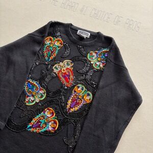 Vintage 90s Western Connection Beaded Sequin Sweater